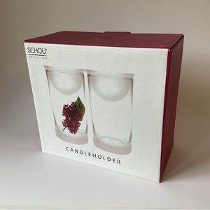 Set of Two Glass Tea Light Holders Candleholders - New in Box